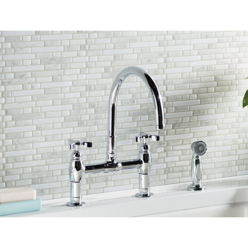 K61313CP,SN Kohler Parq Bridge Faucet with Side Spray & Reviews